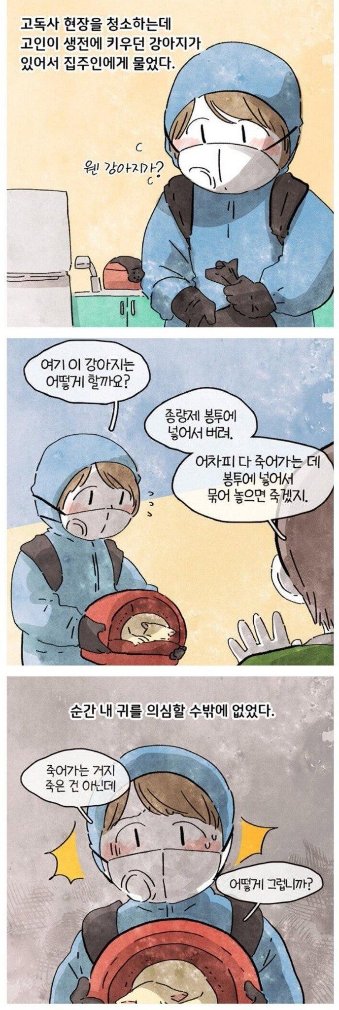 고독사 현장을 청소하는데 강아지가.toon | 인스티즈