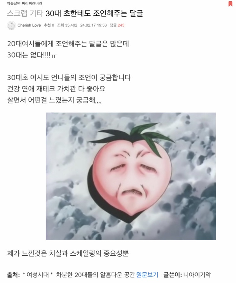 30대 초한테도 조언해주는 달걸 | 인스티즈