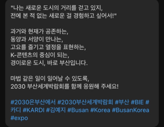 전 정부때 만든 부산엑스포 유치 홍보 영상 | 인스티즈