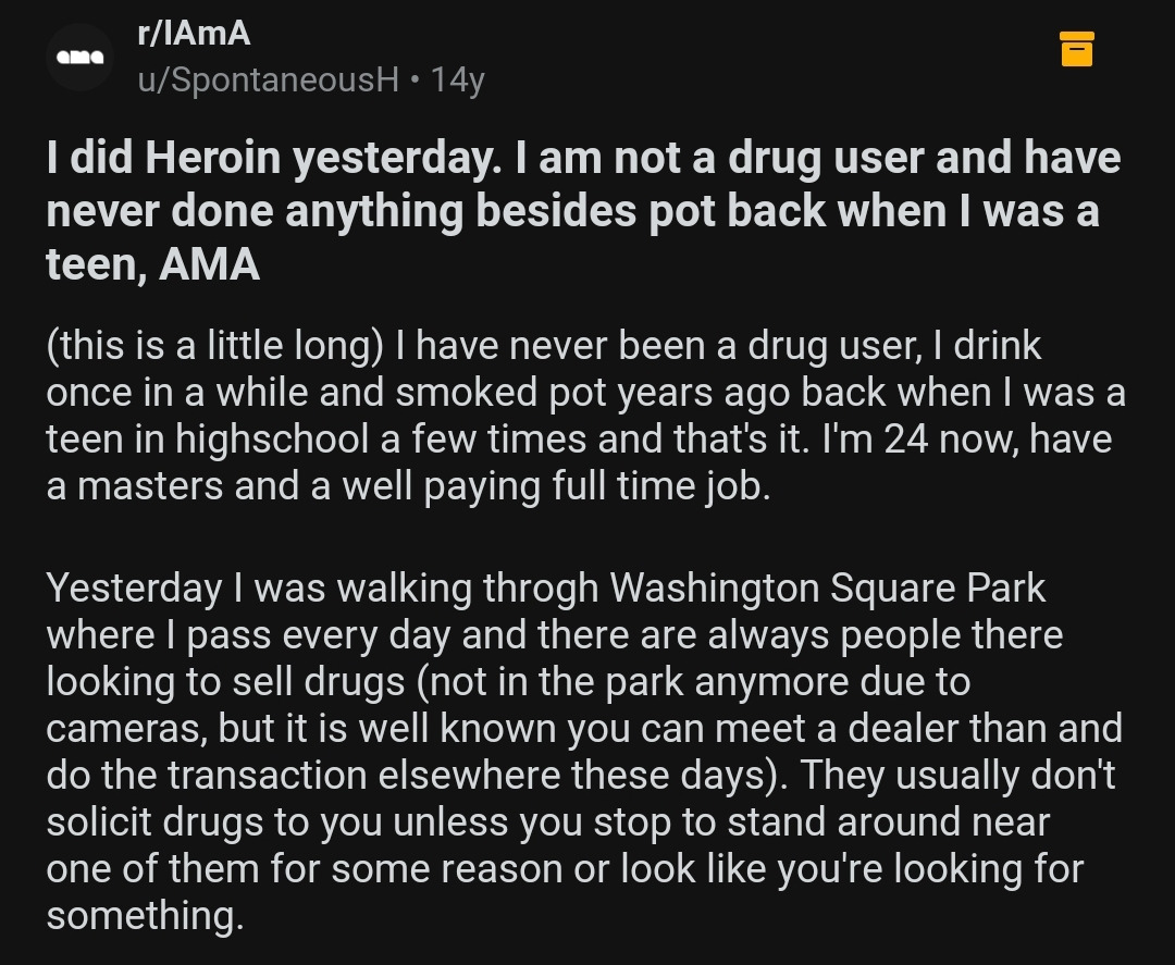 나 어제 처음으로 헤로인 해 봤어 (스압/레딧 레전드글) | 인스티즈