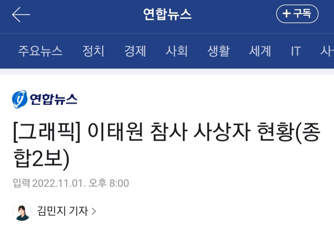 [그래픽] 이태원 참사 사상자 현황(종합2보) | 인스티즈