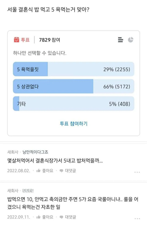 결혼식 축의금 5만원 vs 10만원 논란에서 이해가 안되는 부분 | 인스티즈