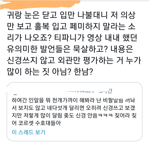 오늘 하루 티파니한테 쏟아진 공격vs반박 | 인스티즈