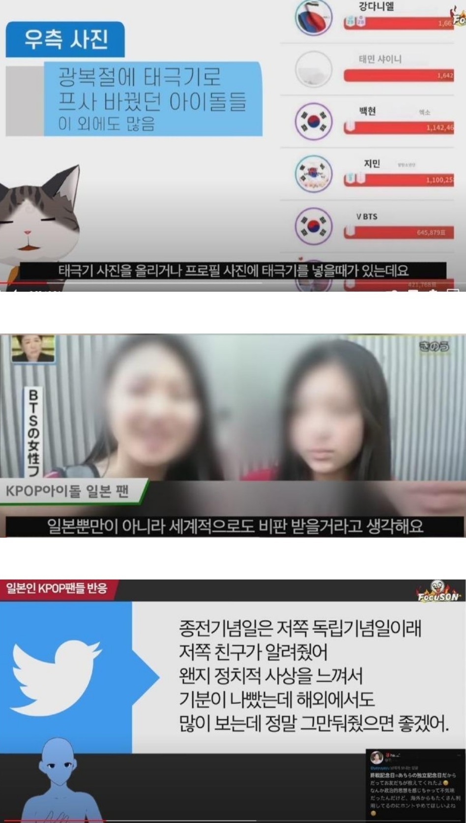 광복절에 태극기 프사가 무례하다는 어떤 일본 K-POP 팬들 반응.twt | 인스티즈