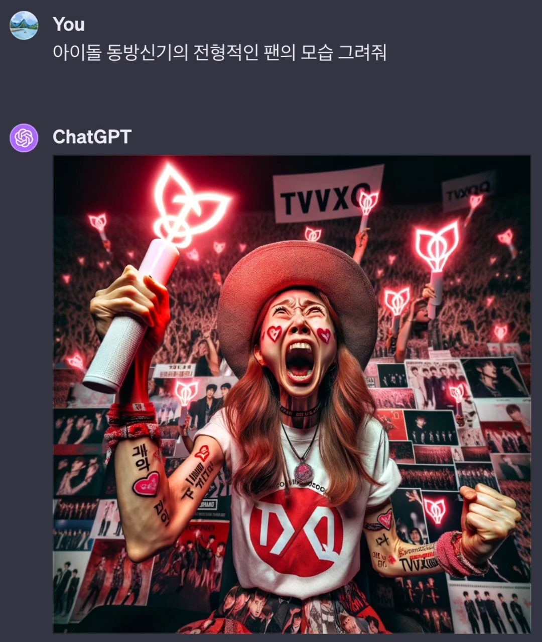 Chat GPT에게 남자 아이돌 팬의 전형적인 모습을 그려달라고 해보았다 | 인스티즈