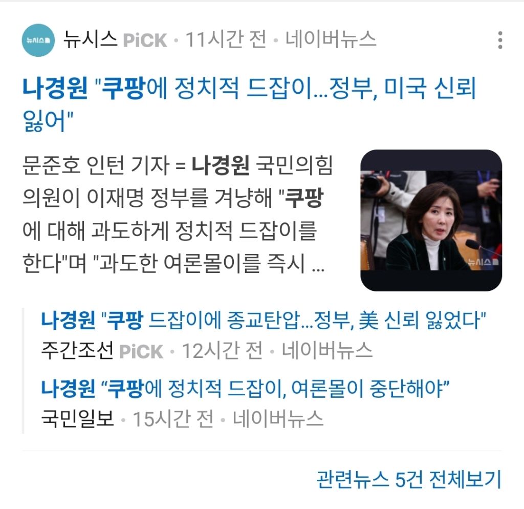 쿠팡 편 들고 있는 국민의힘 장동혁 나경원 | 인스티즈