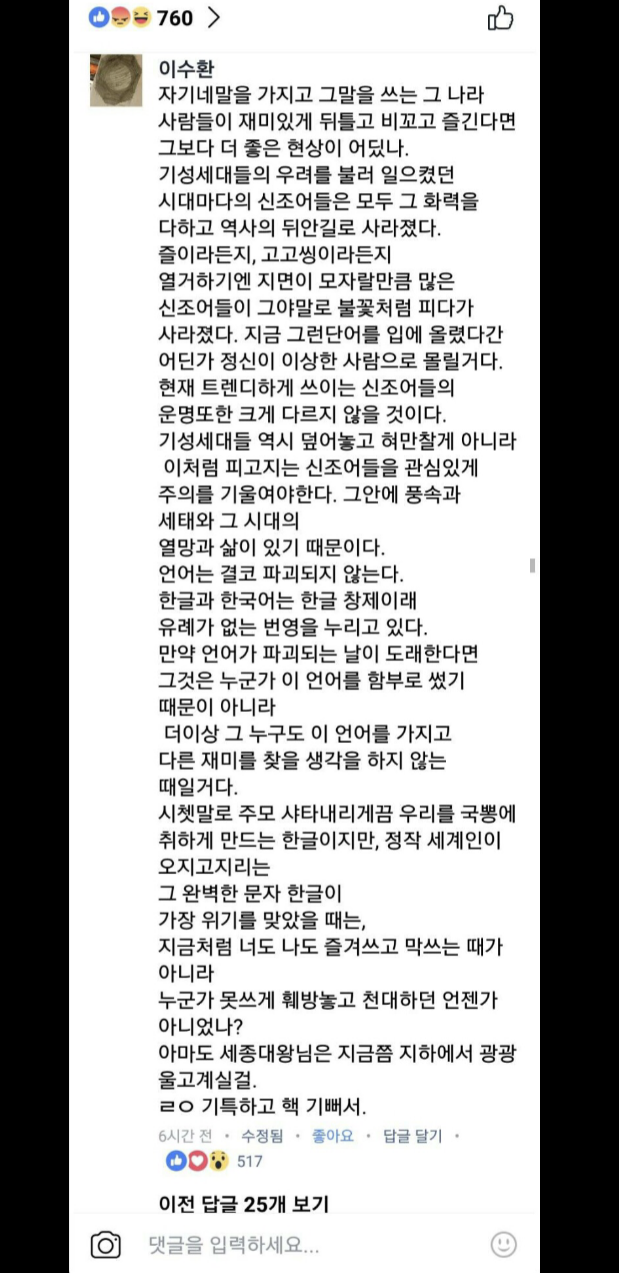 한글파괴를 우려하는 기사에 달린 댓글.jpg | 인스티즈