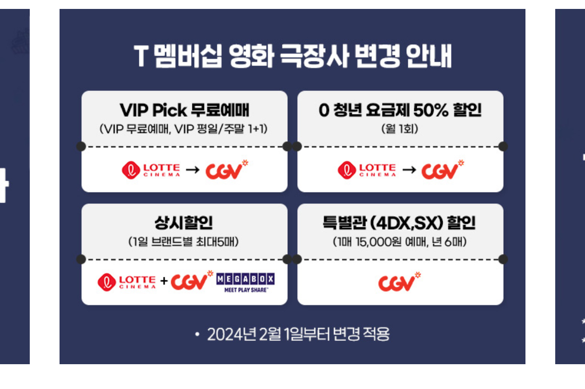 SKT T멤버십 영화관 혜택 롯데시네마 - CGV 변경 | 인스티즈