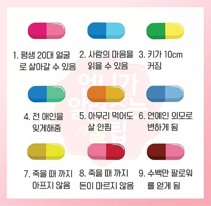 딱 한가지 알약만 먹을 수 있다면? | 인스티즈