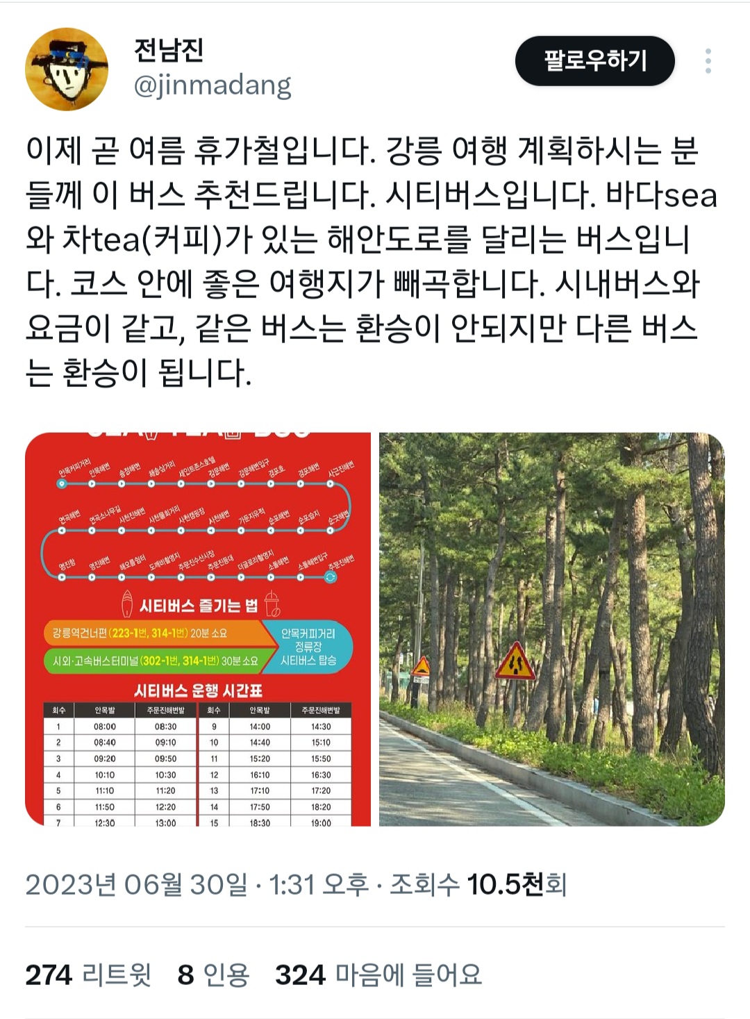 강릉 여행 계획하시는 분들께 이 버스 추천드립니다.twt - 악플달면... 알흠다운 공간 강릉 여행 계획하시는 분들께 이 버스 추천드립니다.twt