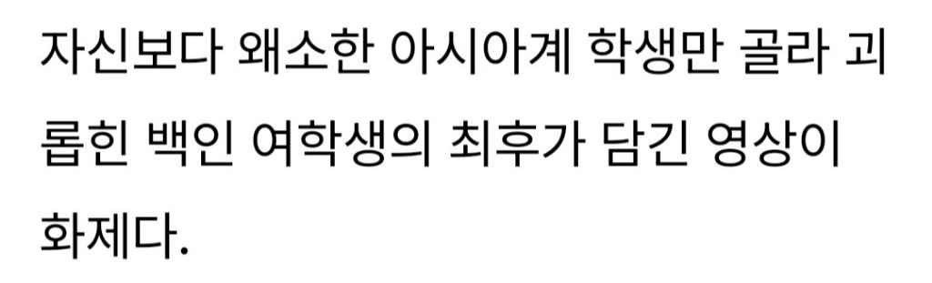 왜소한 동양인 쫓아다니며 괴롭히는 백인 여학생 '주먹'으로 참교육 대신해 준 흑인소녀 | 인스티즈
