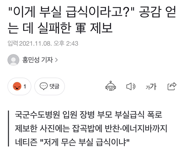 "이게 부실 급식이라고?"공감 얻는 데 실패한 軍 제보 | 인스티즈