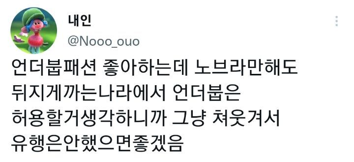 트위터 실트"언더붑 패션"feat. 노브라는 비허용인데 언더붑은 허용인 한국 | 인스티즈