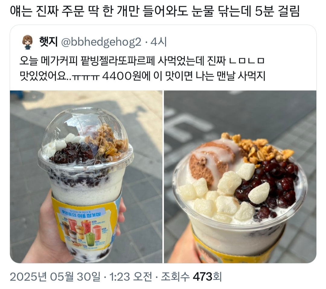 개맛있다vs개맛없다 치열하게 싸우는 중인 메가커피 신메뉴.twt | 인스티즈