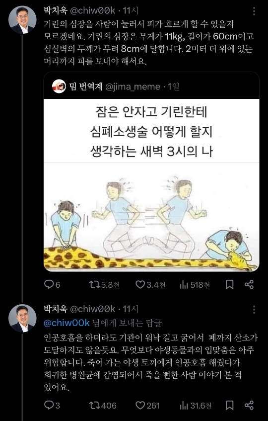 기린한테 심폐소생술 어떻게 할거임?.twt | 인스티즈