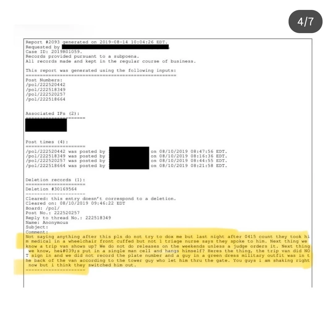 엡스타인의 생존 의혹이 공식적으로 처음 확인됨 | 인스티즈