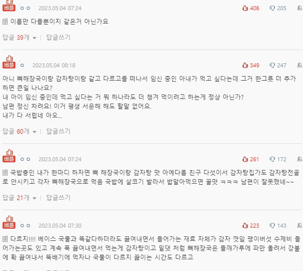 [네이트판] 뼈해장국과 감자탕이 뭐가 다른지 모르겠다는 남편 | 인스티즈