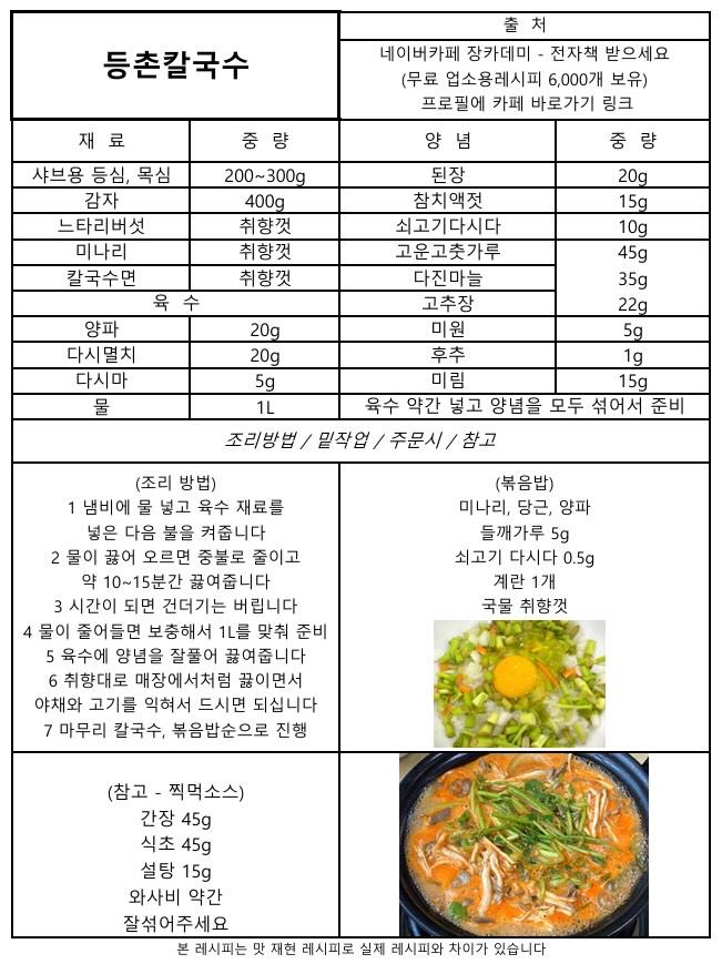 등촌칼국수 레시피 | 인스티즈