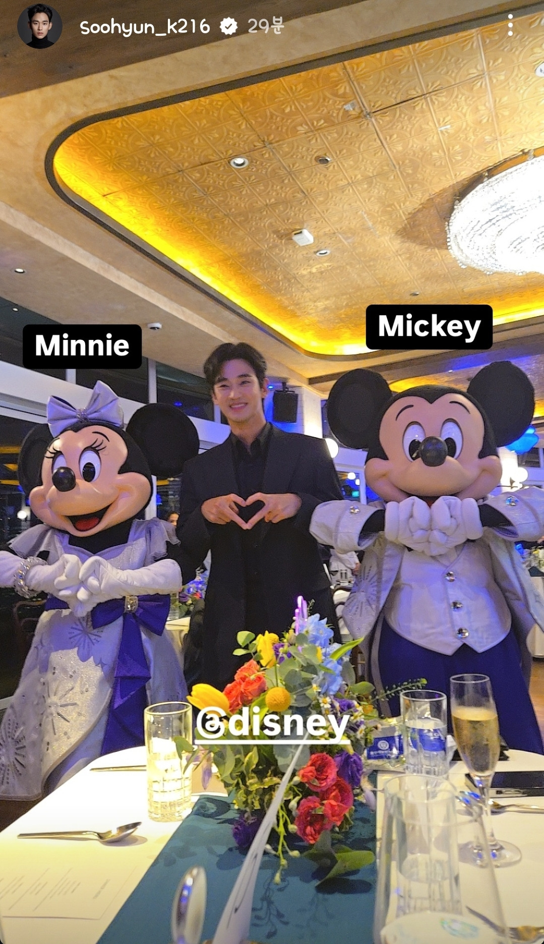 데이지랑 사진찍다가 도날드덕한테 혼난 배우(김수현) | 인스티즈