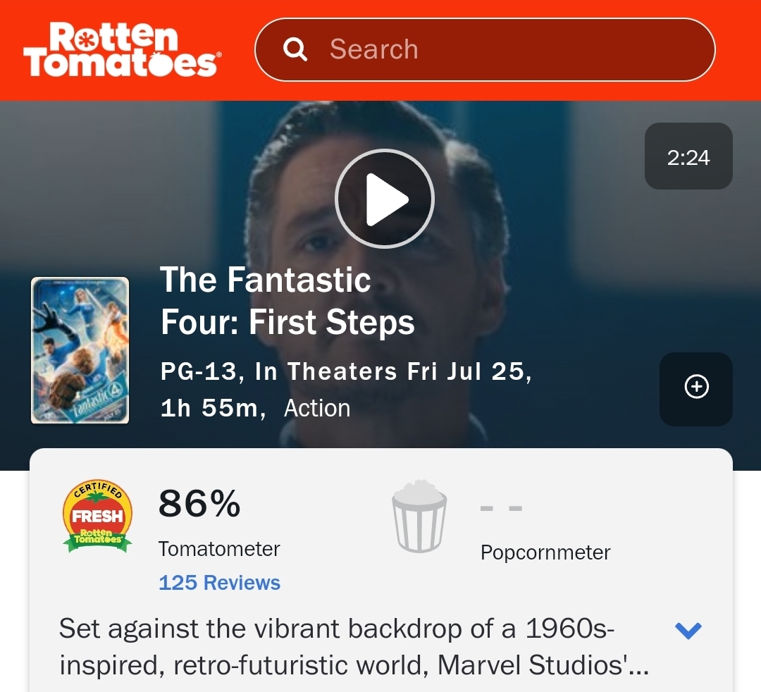 마블 "판타스틱 4" 로튼토마토 지수, 박스오피스 예상 | 인스티즈