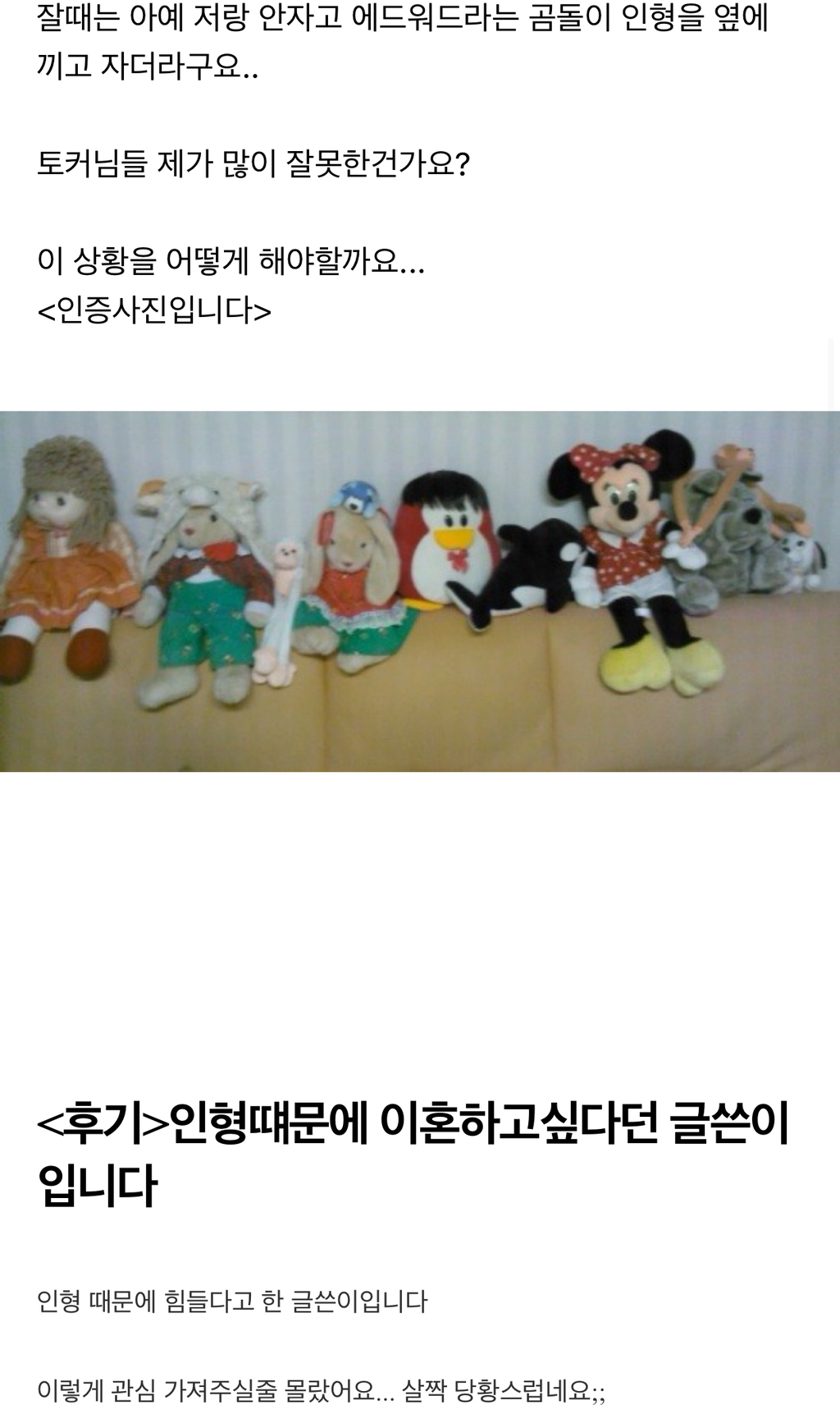 [네이트판] 증거사진인형때문에 이 혼하고 싶습니다....... + 후기 + 베플 | 인스티즈