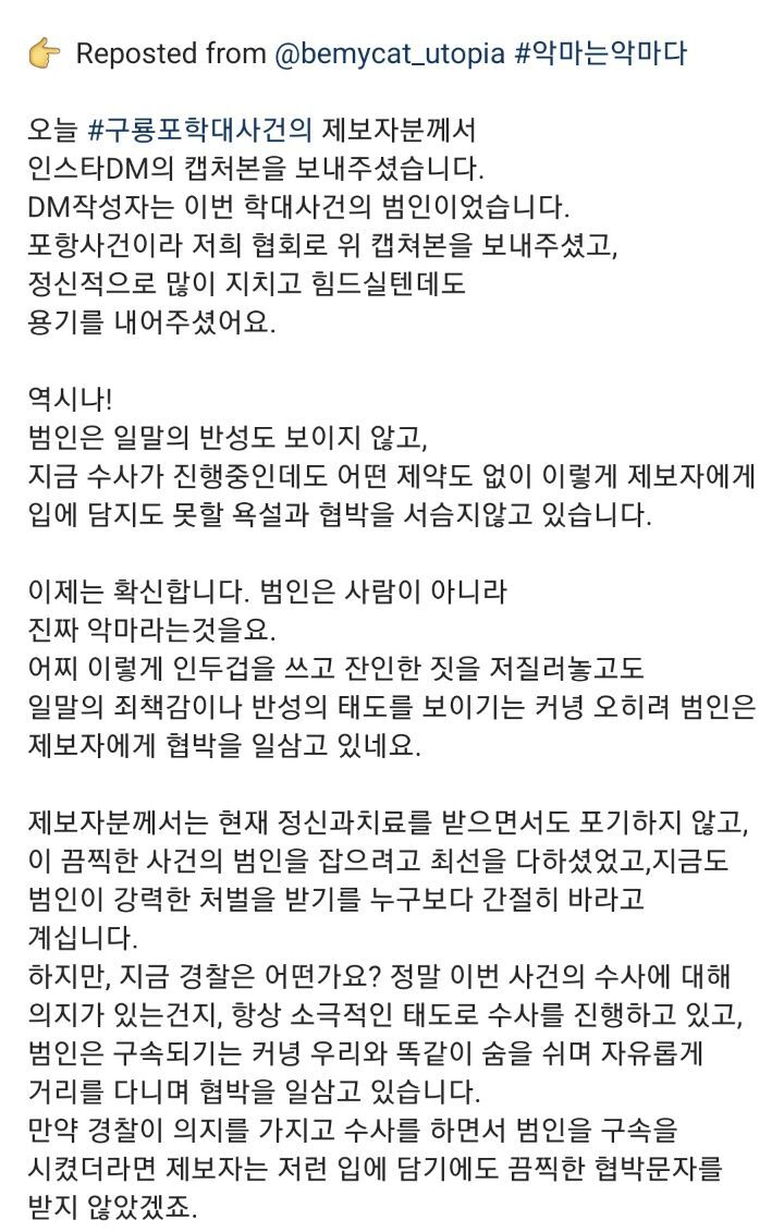 포항 고양이 살해범이 제보자한테 고양이처럼 가죽 벗겨주겠다 살해 협박중 🚨🚨🚨 | 인스티즈