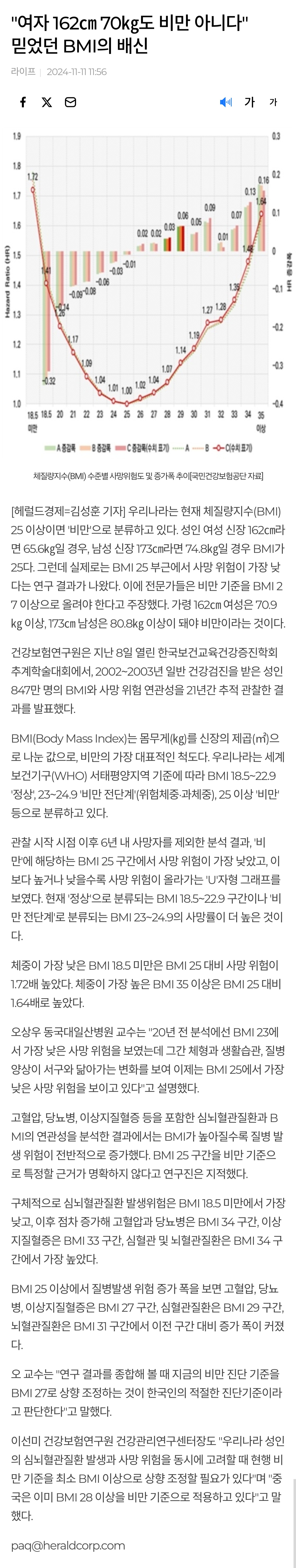 여자 162㎝ 70㎏도 비만 아니다