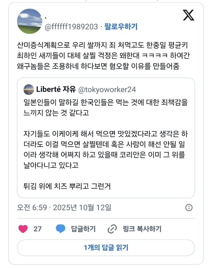 일본인들이 말하길 한국인들은 먹는 것에 대한 죄책감을 느끼지 않는 것 같다고 | 인스티즈