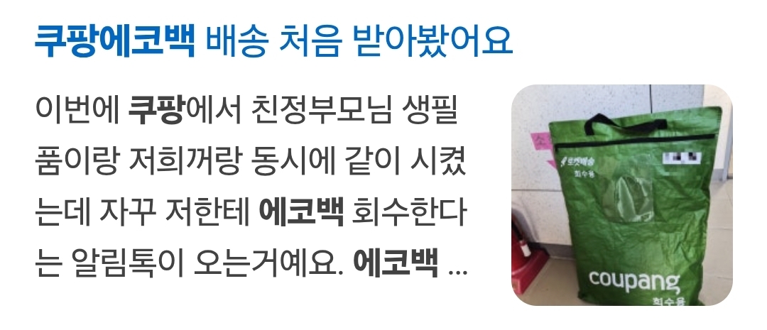 하나둘씩 보이기 시작하는 쿠팡 에코백 (프레시X) | 인스티즈