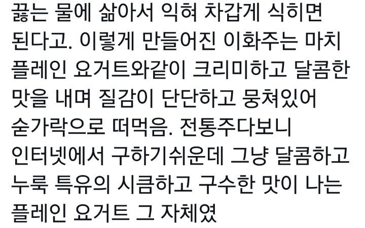 떠먹는 요거트 같은 한국 전통주 이화주.twt | 인스티즈