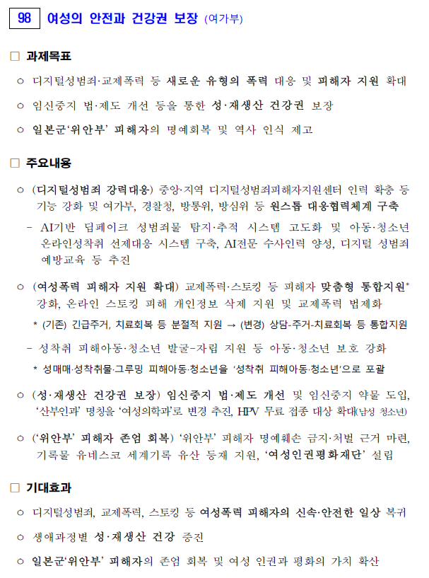 국정과제에 여성의 안전을 명시한 이재명 정부(+역대 정부와의 비교 포함) | 인스티즈