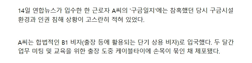 분노로 쓴 美구금일지…B1비자 근로자에 "노스코리아" 조롱도 | 인스티즈