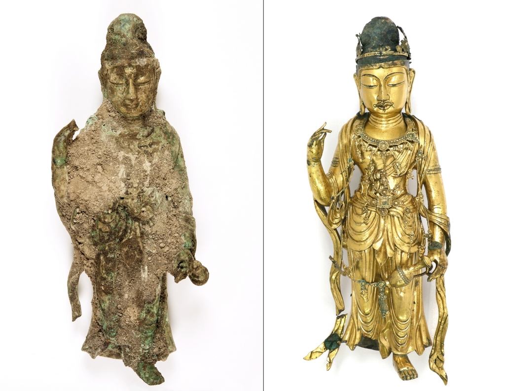금동상의 흙과 녹을 4년 동안 벗겨냈더니 드러난 모습 | 인스티즈
