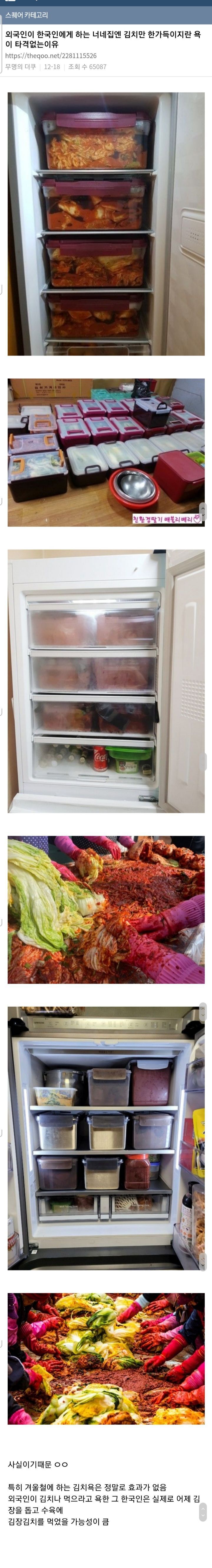 외국인이 한국인에게 하는 너네집엔 김치만 한가득이지란 욕이 타격없는이유 | 인스티즈