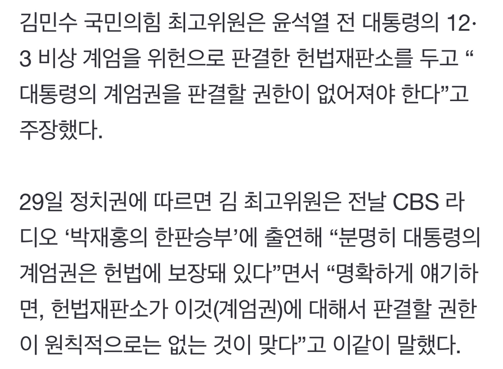 국힘 김민수 "계엄 할 수밖에 없는 민주당 국헌 문란 있었다” | 인스티즈