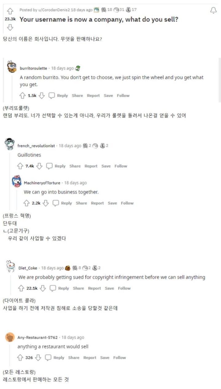 당신의 닉네임으로 회사를 차린다면 무엇을 팔것 같은가요？ | 인스티즈