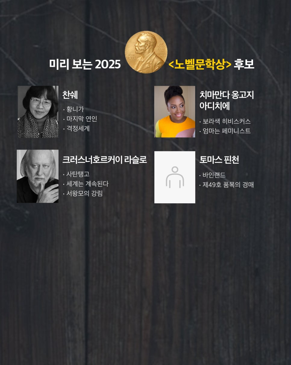 잠시후 8시에 발표되는 2025 노벨 문학상 후보 | 인스티즈