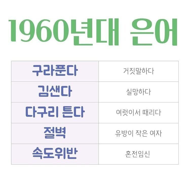 60년대 젊은이들이 쓰던 은어 | 인스티즈