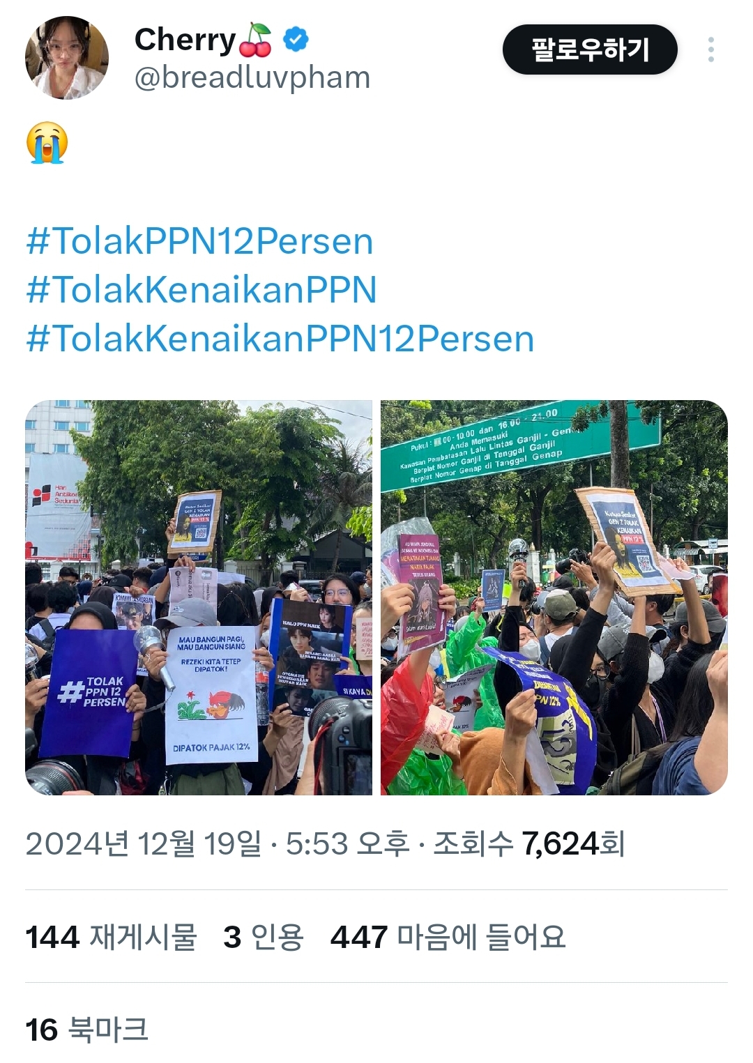 인도네시아 세금 인상 반대 시위에 등장한 뉴진스 하니, KPOP 응원봉 | 인스티즈