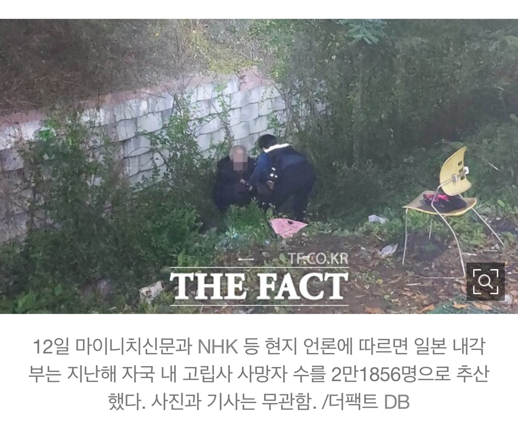 日 지난해 '고립사' 2만명 넘어…한국의 6배 | 인스티즈