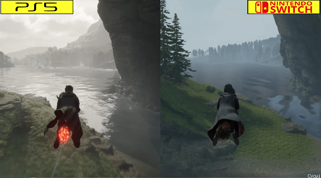 호그와트 레거시 플레이스테이션5, 닌텐도 스위치 플레이 화면 비교.gif | 인스티즈