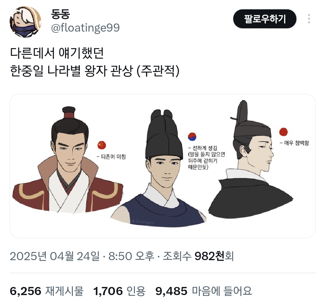 확실히 다른 한중일 나라별 왕자 관상.twt | 인스티즈