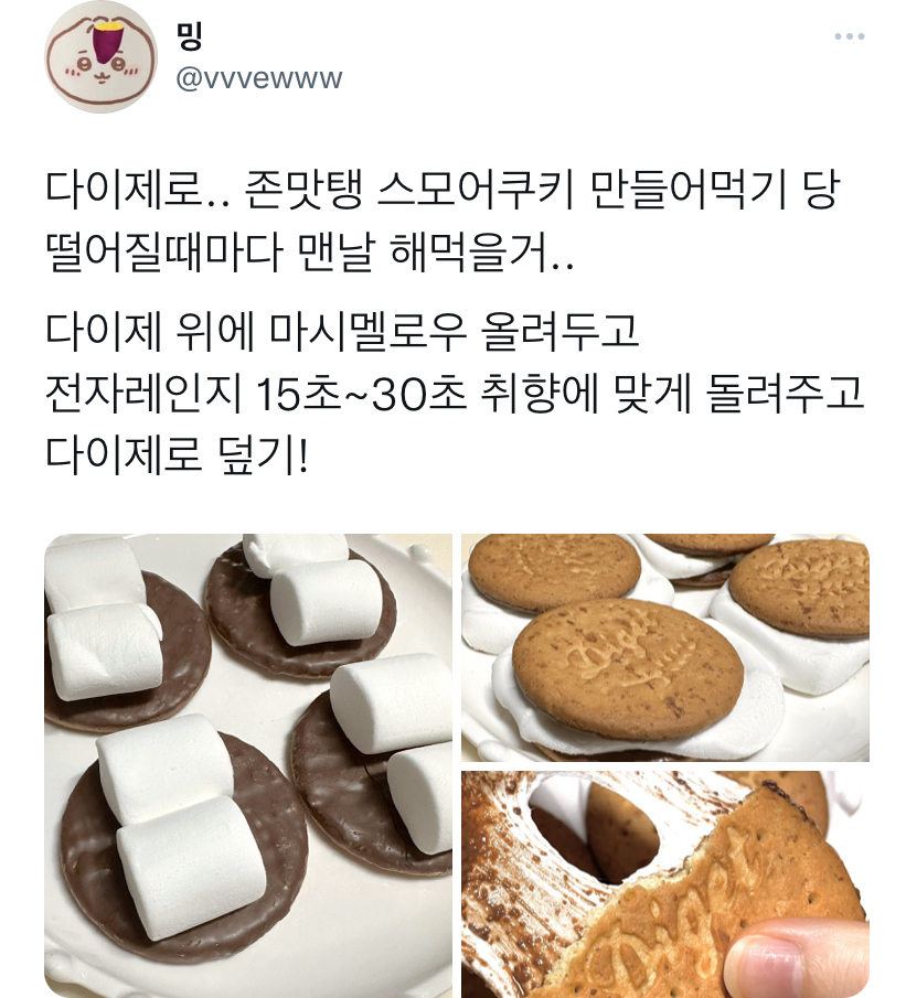 다이제로.. 짱맛탱 스모어쿠키 만들어먹기 .twt | 인스티즈