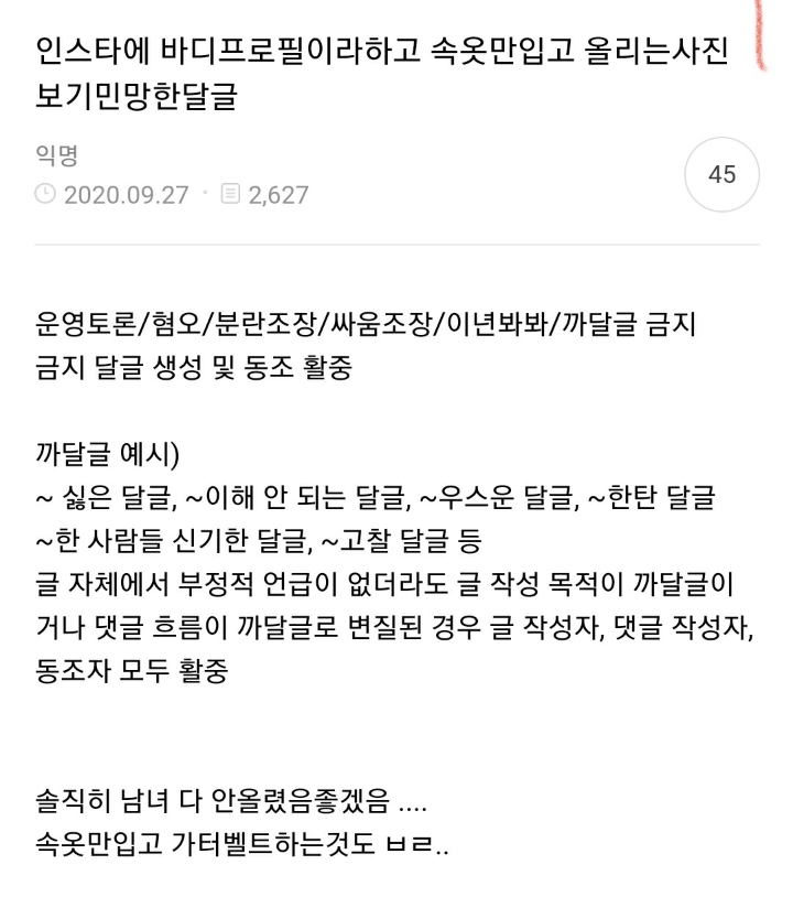 인스타에 바디프로필이라하고 속옷만입고 올리는사진 보기민망한달글 캡쳐 | 인스티즈