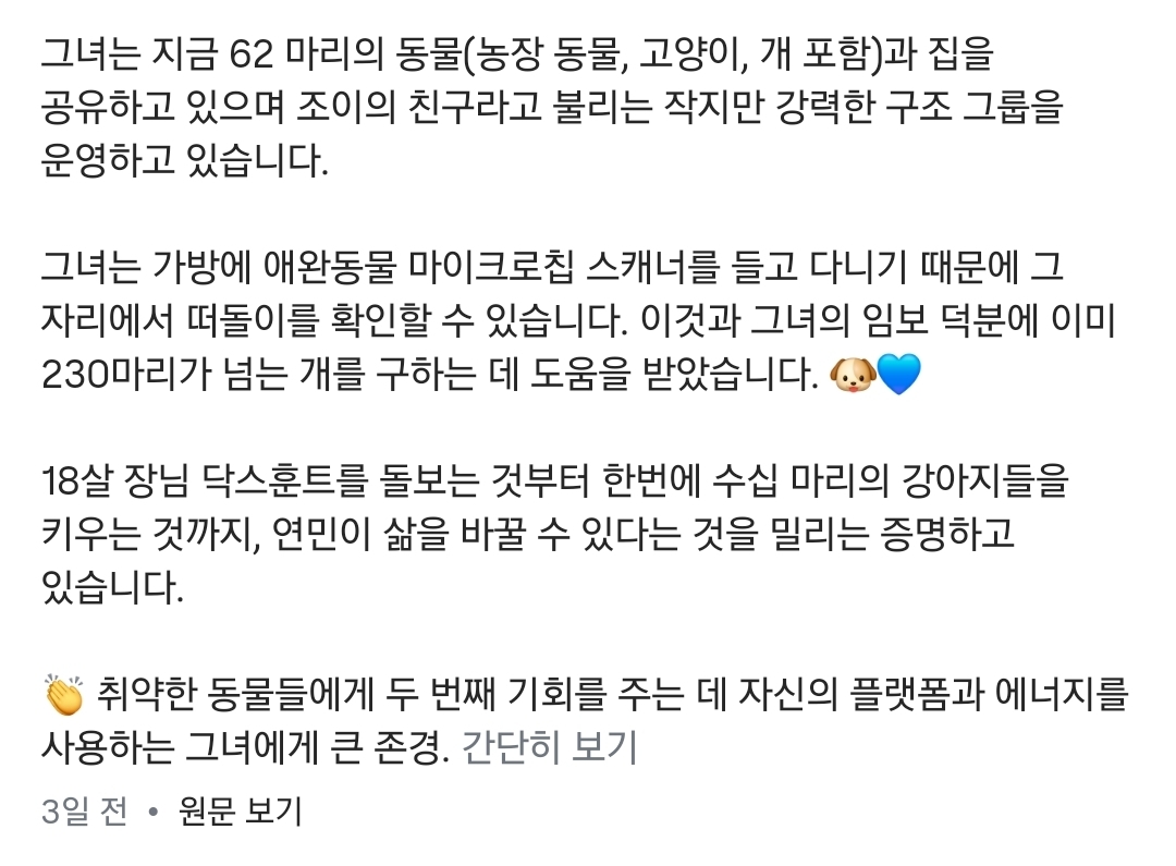 구조한 유기견이 230마리 이상이라는 밀리 바비 브라운 | 인스티즈