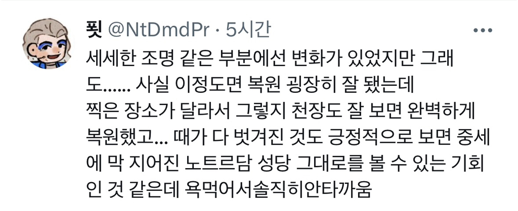 반응 갈리는 노트르담 대성당 화재 전과 복구 후 | 인스티즈