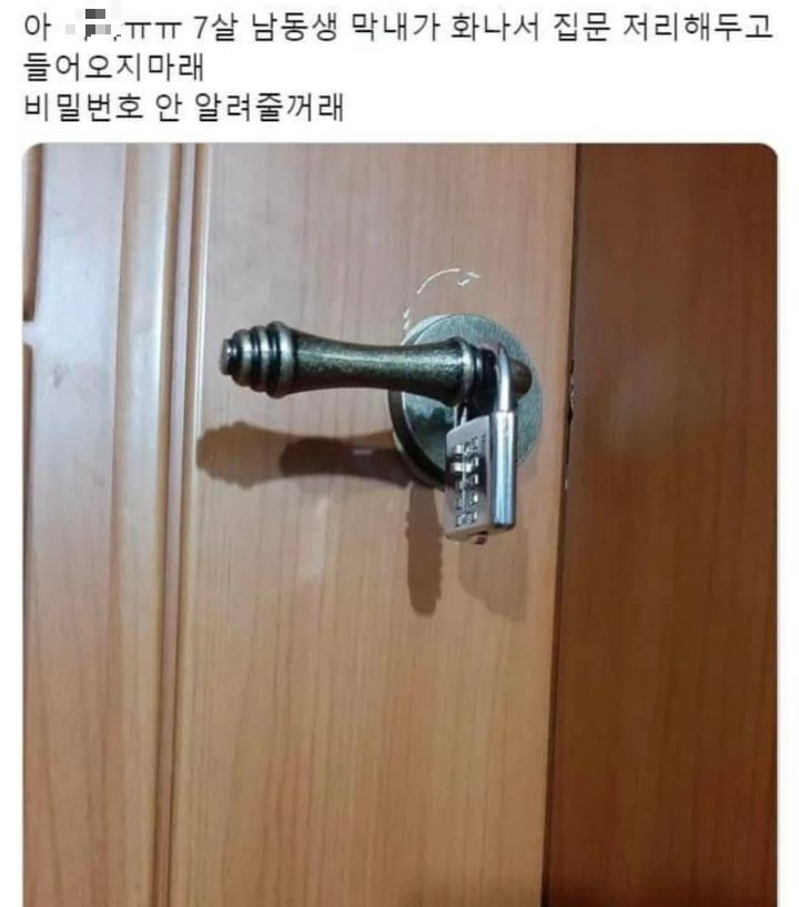 빡쳐서 집 문잠근 7살 남동생 | 인스티즈