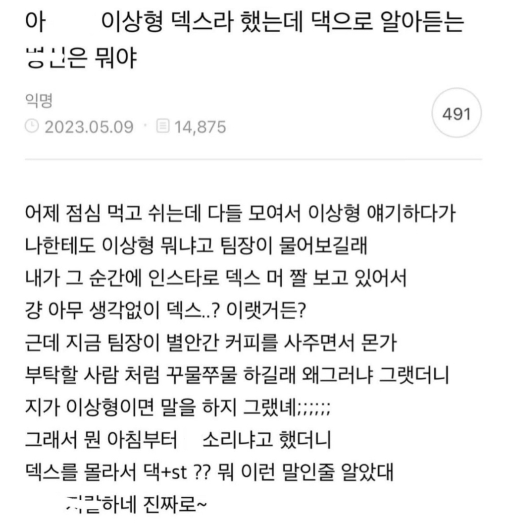아 이상형 덱스라 했는데 댁으로 알아듣는 XX은 뭐야 | 인스티즈