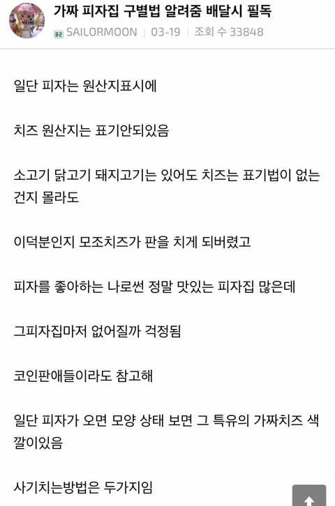 이글 보고 진짜치즈 쓰는 피자집 찾아내는 달글 | 인스티즈