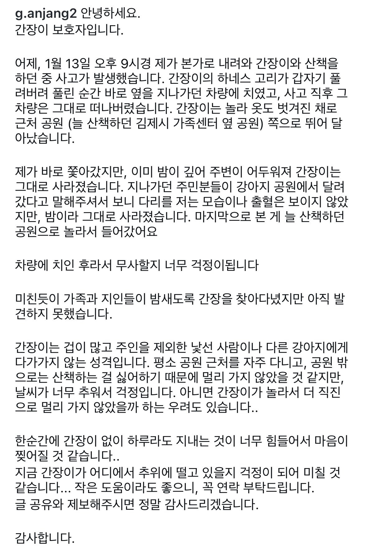 전라북도 김제시 강아지 간장이를 찾습니다 | 인스티즈